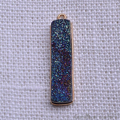 Titanium Druzy 29x7mm Rectangle Gold Bail Bezel Gemstone Connector (Pick Color) (11239) - GemMartUSA
