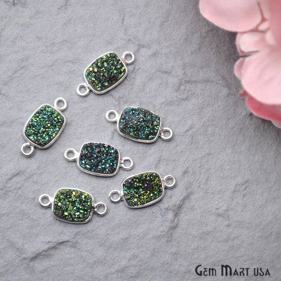 Titanium Druzy 7x9mm Octagon Bezel Connector (Pick Color, Bail, Plating) - GemMartUSA