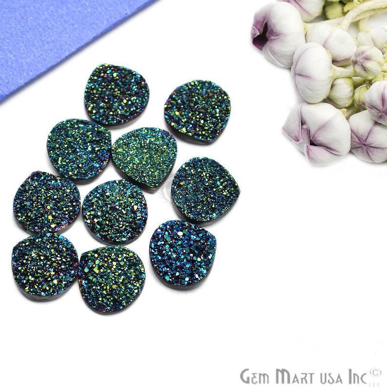 Plain Druzy 14mm Heart Shape Loose Cabochon (Pick Your Color) - GemMartUSA