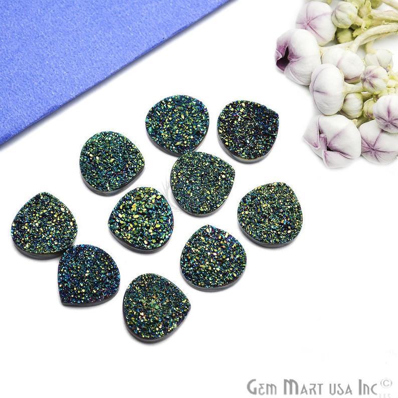 Plain Druzy 16mm Heart Shape Loose Cabochon (Pick Your Color) - GemMartUSA