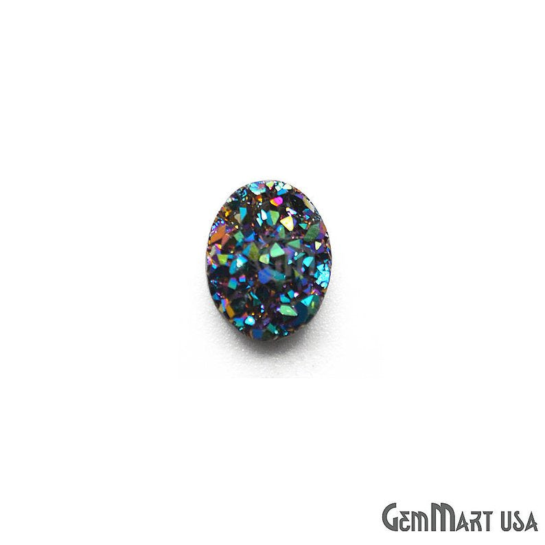 Green Druzy, Druzy Cabochon, 8x10mm Oval Shape Loose Druzy Stone - GemMartUSA