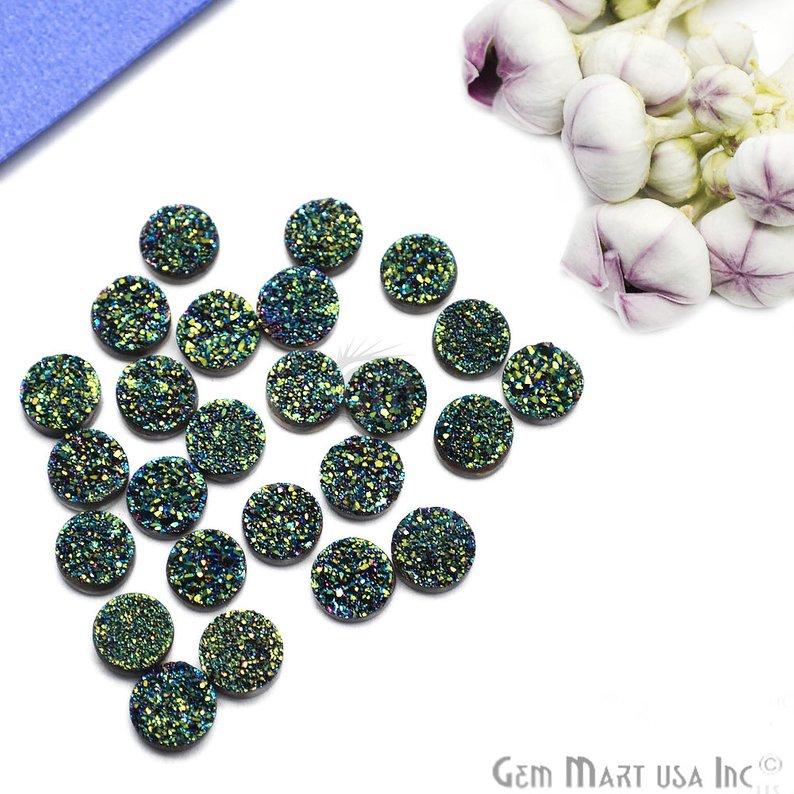 Plain Druzy 8mm Round Shape Loose Cabochon (Pick Your Color) - GemMartUSA