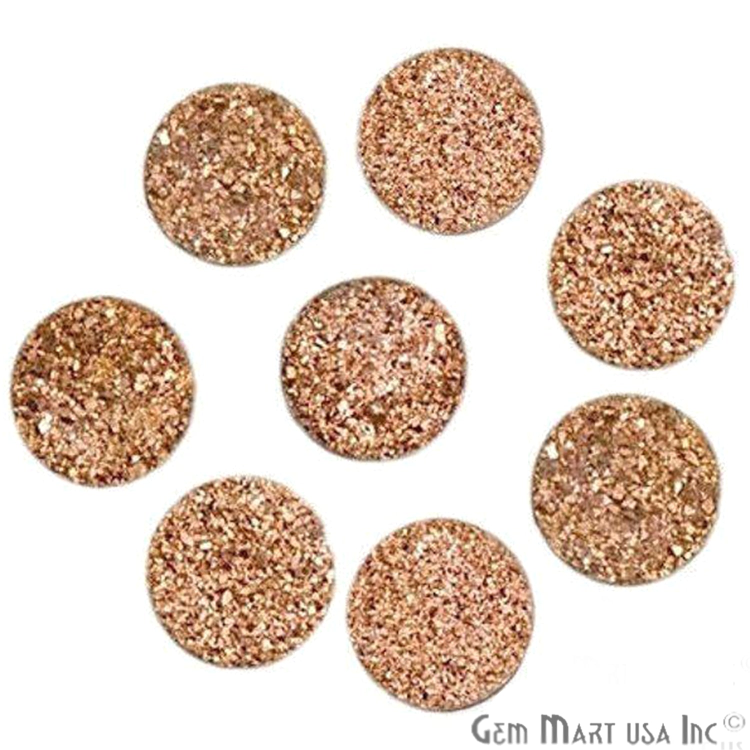 Plain Druzy 8mm Round Shape Loose Cabochon (Pick Your Color) - GemMartUSA