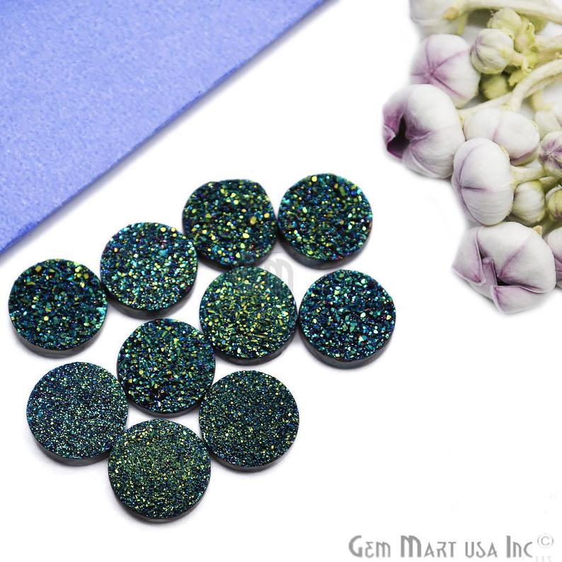 Titanium Druzy Cabochon 14mm Round Druzy (Pick Your Color) - GemMartUSA