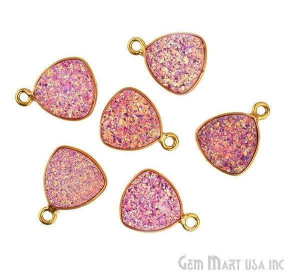 Natural Titanium Druzy 10mm Trillion Gold Single Bail Gemstone Connector