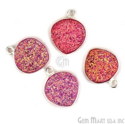 Natural Titanium Druzy 12mm Silver Single Bail Heart Bezel Connector