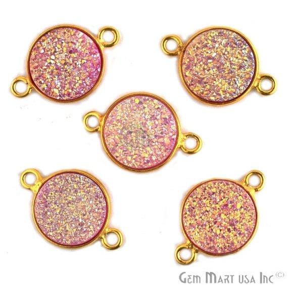Titanium Druzy 10mm Round Bezel Connector (Pick Color, Bail, Plating) - GemMartUSA