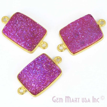 Titanium Druzy 12x16mm Bugget Gold Bail Bezel Gemstone Connector (Pick Your Color) - GemMartUSA
