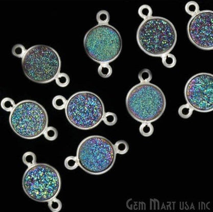 Titanium Druzy 8mm Round Bezel Connector (Pick Color, Bail, Plating) - GemMartUSA