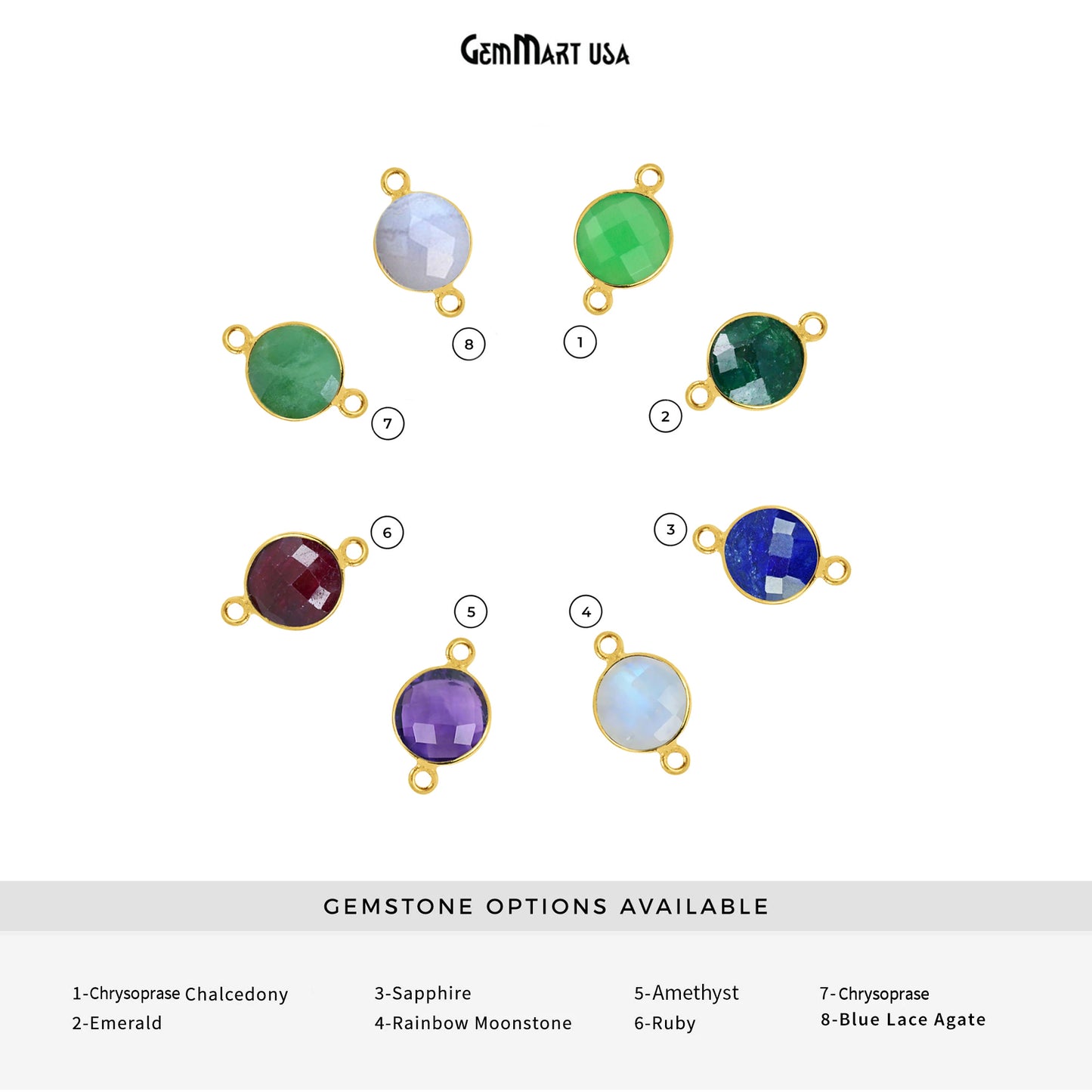 Round 12mm Double Bail Gold Plated Gemstone Bezel Connector
