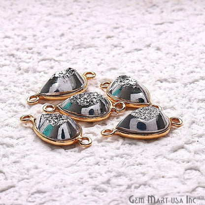 Window Druzy 8x12mm Pears Bezel Cave Druzy Connector (Pick Color, Bail, Plating)