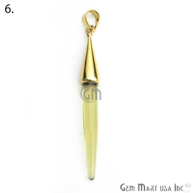 Gold Plated Cap Gemstone Spike Charm Pendant