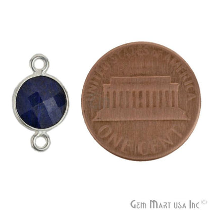 Round 8mm Double Bail Silver Plated Gemstone Bezel Connector