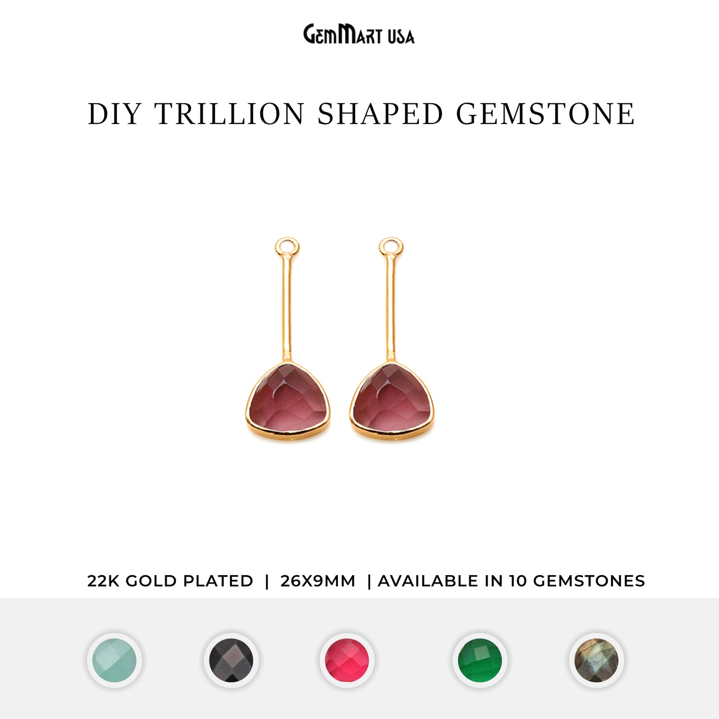 DIY Gemstone 26x9mm Trillion Long Dangle Drop Chandelier Earrings Connector 1 Pair