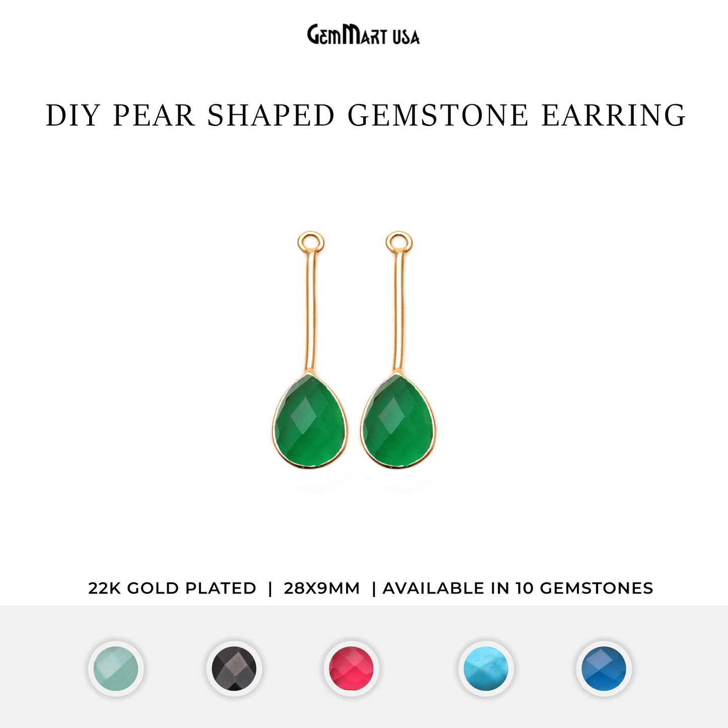 DIY Gemstone Long Dangle Drop Chandelier Earring Connector 1 Pair (Pick Stone)