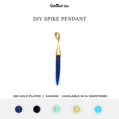 Gold Plated Cap Gemstone Spike Charm Pendant