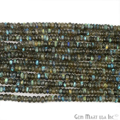 1 Strand Micro Faceted AAA Quality Natural Labradorite 13Inch Full Length 7-8mm Round Rondelle (RLLB-70026) (762714783791)