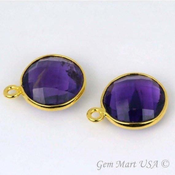 Round 16mm Single Bail Gold Bezel Gemstone Connector