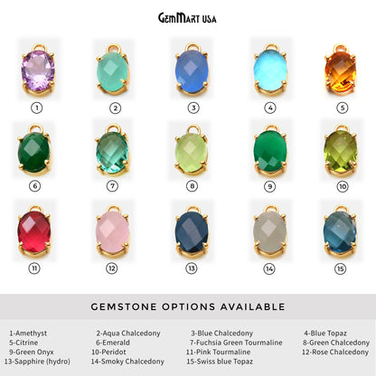 Oval 6x8mm Gold Plated Prong Setting Gemstone Connector