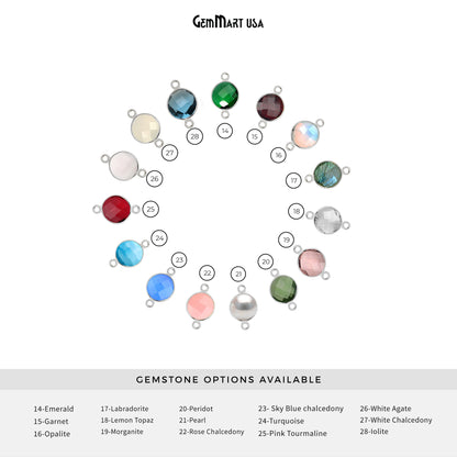 Round 8mm Double Bail Silver Plated Gemstone Connectors