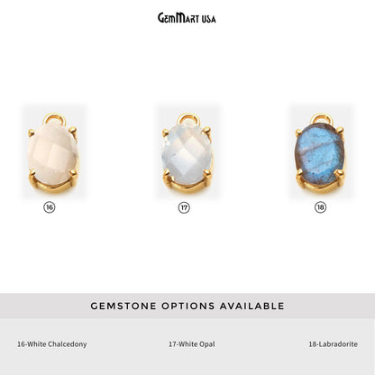 Oval 6x8mm Gold Plated Prong Setting Gemstone Connector