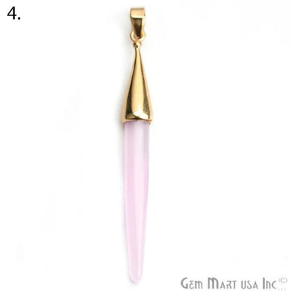 Gold Plated Cap Gemstone Spike Charm Pendant