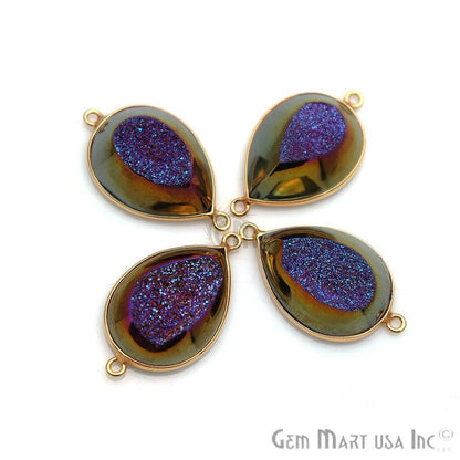 Window Druzy 16x22mm Pear Bezel Cave Druzy Gemstone Connector (Pick Your Color, Bail)