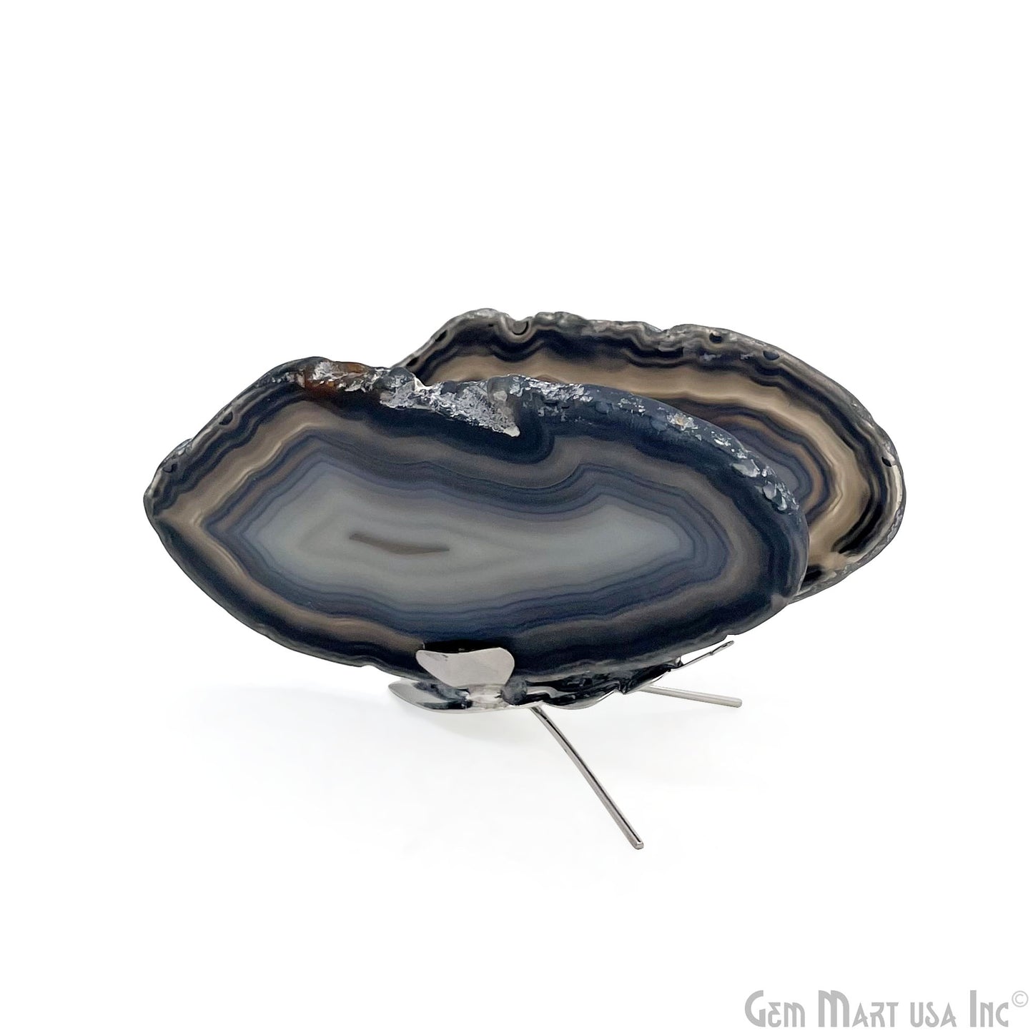 Black Agate Slice Butterfly, Natural Agate Décor, Butterfly Wing Home Décor, Agate Geode, Natural Gemstone Butterfly