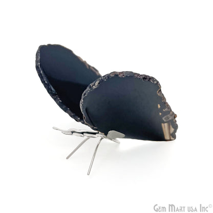 Black Agate Slice Butterfly, Natural Agate Décor, Butterfly Wing Home Décor, Agate Geode, Natural Gemstone Butterfly