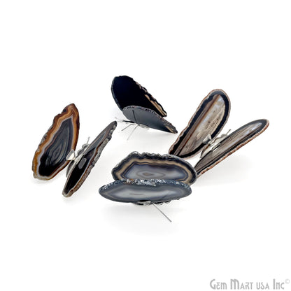 Black Agate Slice Butterfly, Natural Agate Décor, Butterfly Wing Home Décor, Agate Geode, Natural Gemstone Butterfly