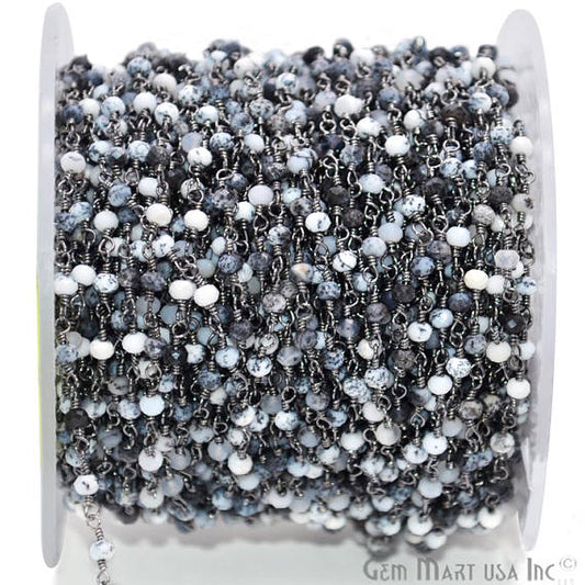 Dendrite Opal Oxidized Wire Wrapped Beads Rosary Chain - GemmartUSA (762845036591)