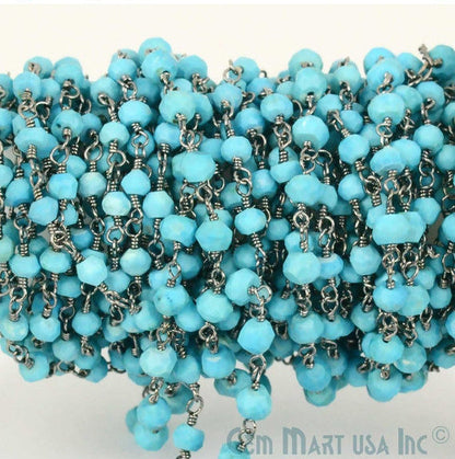 Turquoise Oxidized Wire Wrapped Beads Rosary Chain (762750631983)