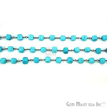 Turquoise Oxidized Wire Wrapped Beads Rosary Chain (762751057967)