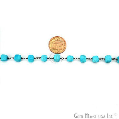 Turquoise Oxidized Wire Wrapped Beads Rosary Chain (762751057967)