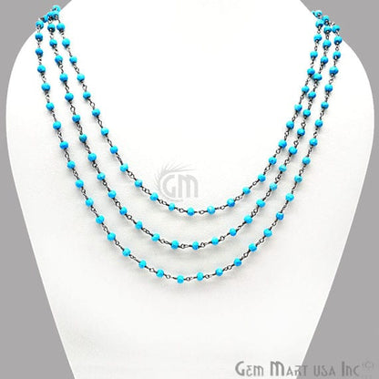 Round Faceted Beads Wire Wrapped Necklace Chain