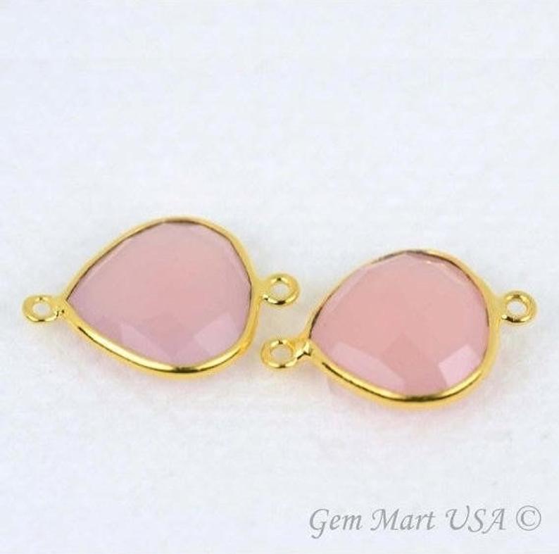 Heart 14mm Double Bail Gold Bezel Gemstone Connector
