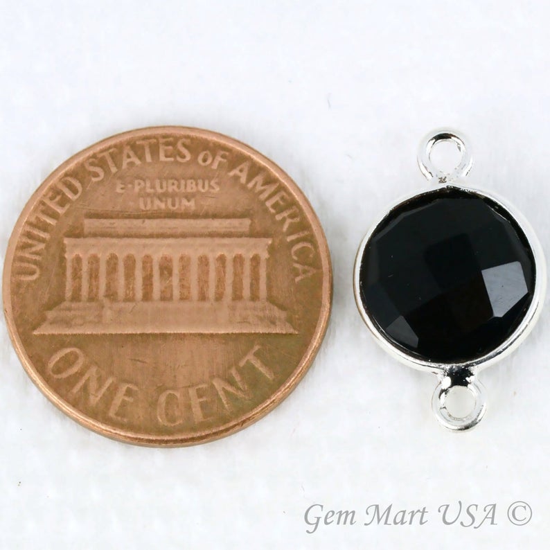 Round 10mm Double Bail Silver Plated Gemstone Bezel Connector