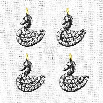 Duck Charms Diamond CZ Pave Gold Plated Charm for Bracelet Pendants & Necklace (CHCZ-40206) - GemmartUSA (754690097199)