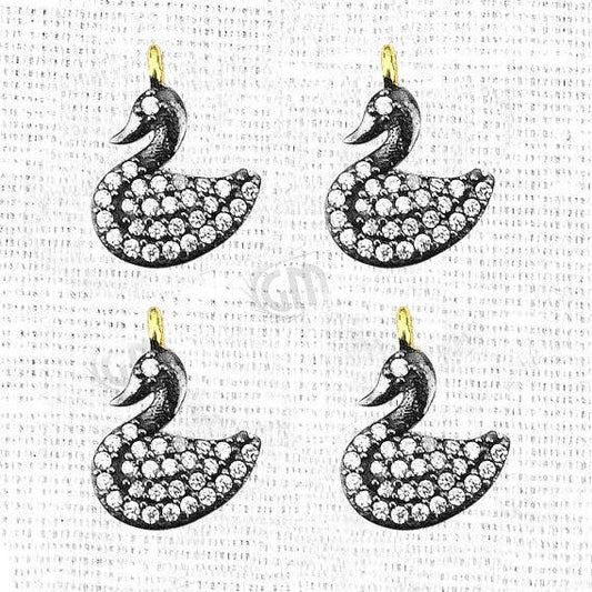 Duck Charms Diamond CZ Pave Gold Plated Charm for Bracelet Pendants & Necklace (CHCZ-40206) - GemmartUSA (754690097199)