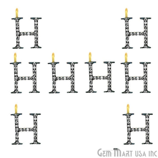 H Aplhabet Charms Diamond CZ Pave Gold Plated Charm for Bracelet & Pendants (CHWS-40006) - GemmartUSA (755004440623)