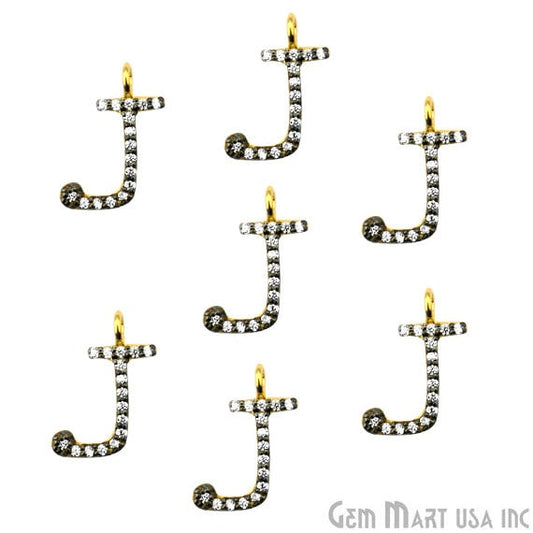 J Aplhabet Charms Diamond CZ Pave Gold Plated Charm for Bracelet & Pendants (CHWS-40007) - GemmartUSA (755004899375)