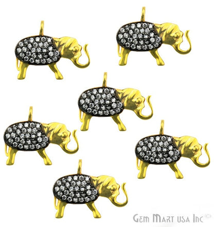 Elephant Charms Diamond CZ Pave Gold Plated Charm for Bracelet Pendants & Necklace (CHWS-40016) - GemmartUSA (755006930991)