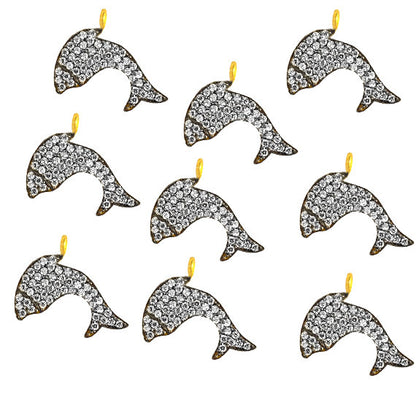 Fish Charms Diamond CZ Pave Gold Plated Charm for Bracelet Pendants & Necklace (CHWS-40074) - GemmartUSA (755019513903)