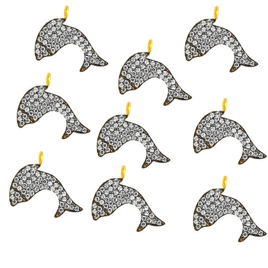 Fish Charms Diamond CZ Pave Gold Plated Charm for Bracelet Pendants & Necklace (CHWS-40074) - GemmartUSA (755019513903)