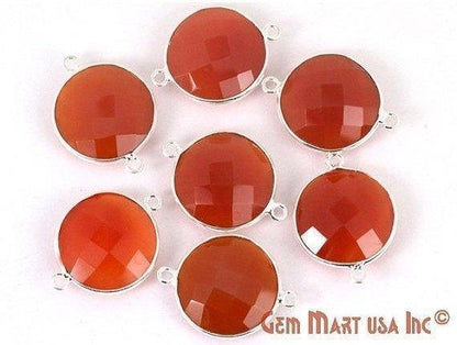 Round 16mm Double Bail Silver Bezel Gemstone Connector