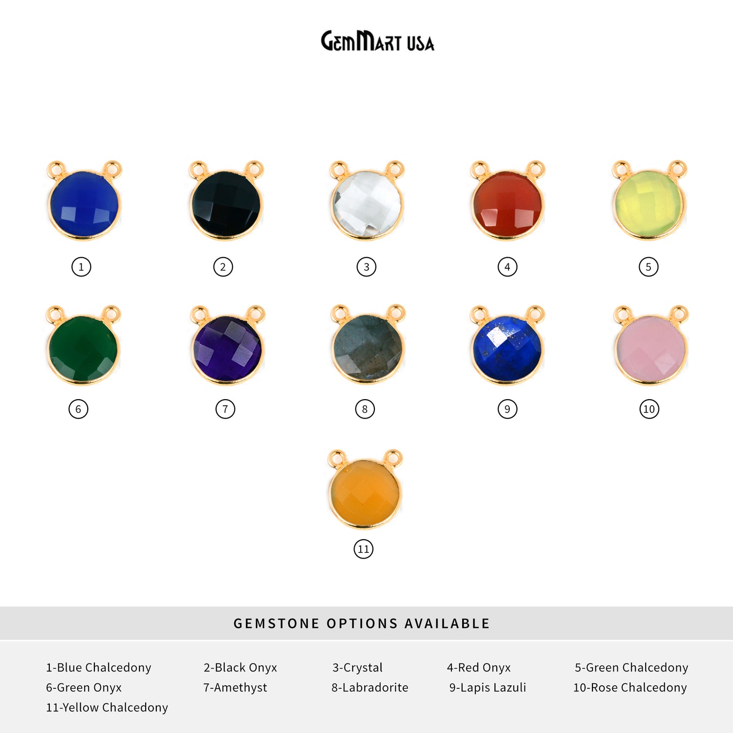 Round 12mm Cat Bail Gold Bezel Gemstone Connector