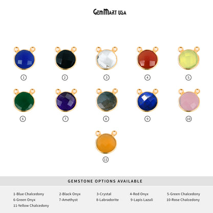 Round 12mm Cat Bail Gold Bezel Gemstone Connector