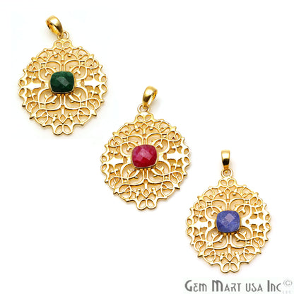 DIY Gold 46x34mm Chandelier Filigree Pendant 1pc (Pick Your Gemstone) - GemMartUSA