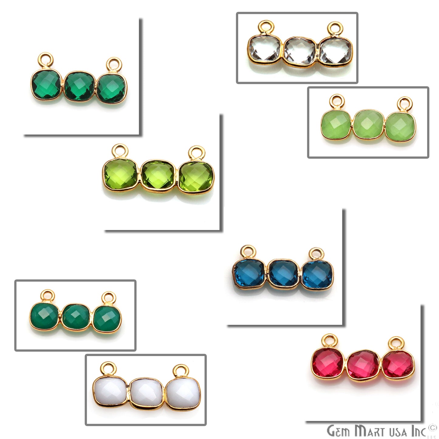 DIY Gemstone 20x10mm Gold Plated Chandelier Finding Component (Pick Your Gemstone) - GemMartUSA