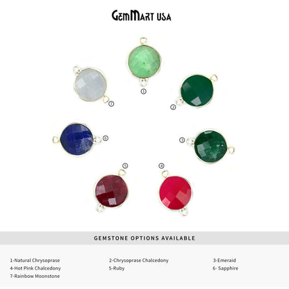 Round 12mm Double Bail Silver Plated Gemstone Bezel Connector